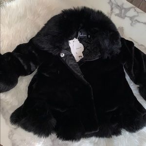 Kids Black Fur Coat